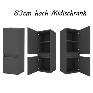 Hochschrank Midischrank Badschrank Hängeschrank 83 110 131.5cm hoch Anthrazit Schrank