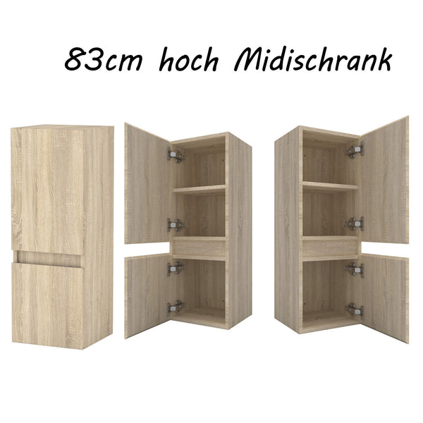 Hochschrank Midischrank Badschrank Hängeschrank 83 110 131.5cm hoch Eiche Schrank