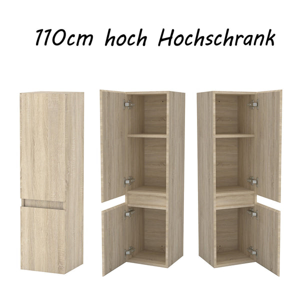 Hochschrank Midischrank Badschrank Hängeschrank 83 110 131.5cm hoch Eiche Schrank