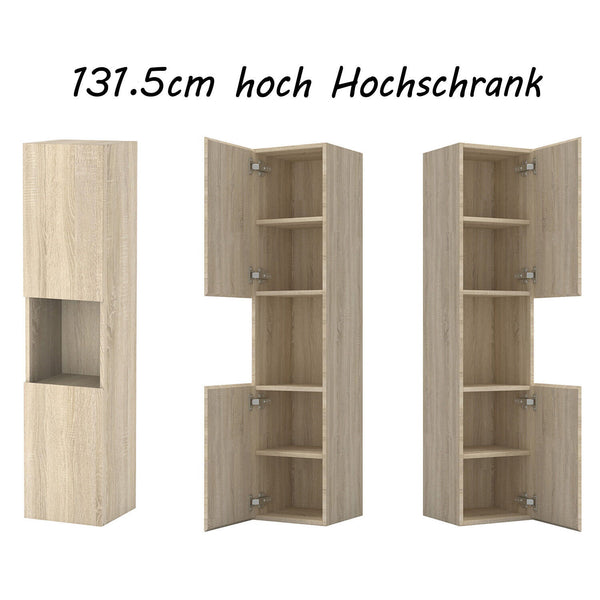 Hochschrank Midischrank Badschrank Hängeschrank 83 110 131.5cm hoch Eiche Schrank