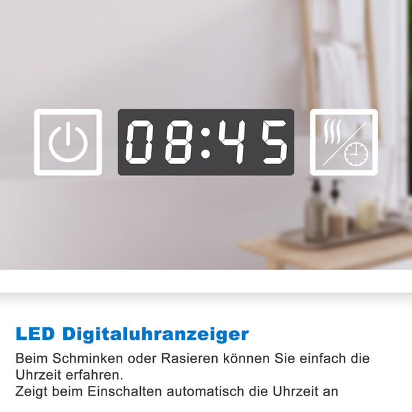 Acezanble LED-Badezimmerspiegel, 70x50-160x80cm, Bluetooth, Antibeschlag, 3-Farb-Dimmung, Speicher.