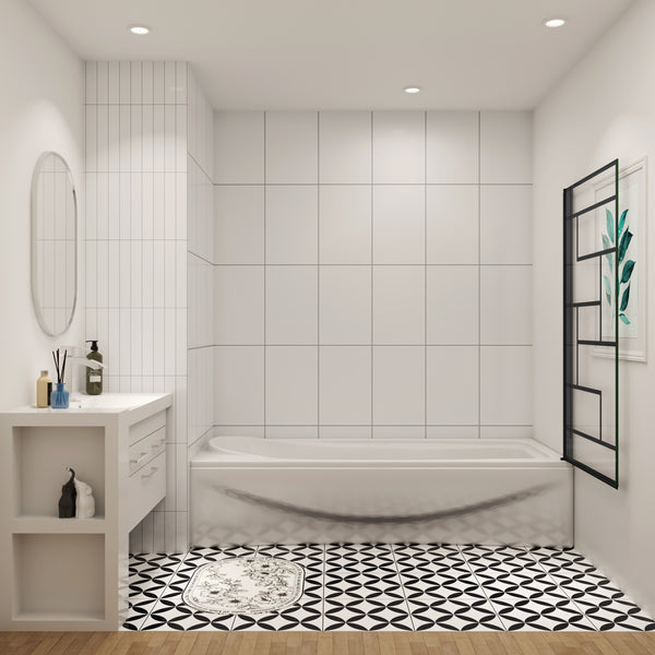 Duschwand für Badewanne mit feststehendem Badewannenaufsatz, 6mm Sicherheitsglas, 80x140 cm Schwarz Industrial Design