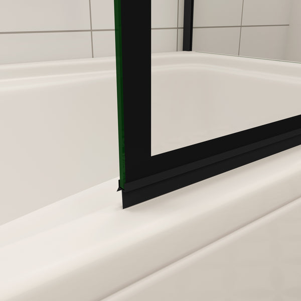 70/75/80cm Seitenwand +Duschwand für Badewanne mit feststehendem Badewannenaufsatz, 6mm Sicherheitsglas, 80x140 cm Schwarz Industrial Design