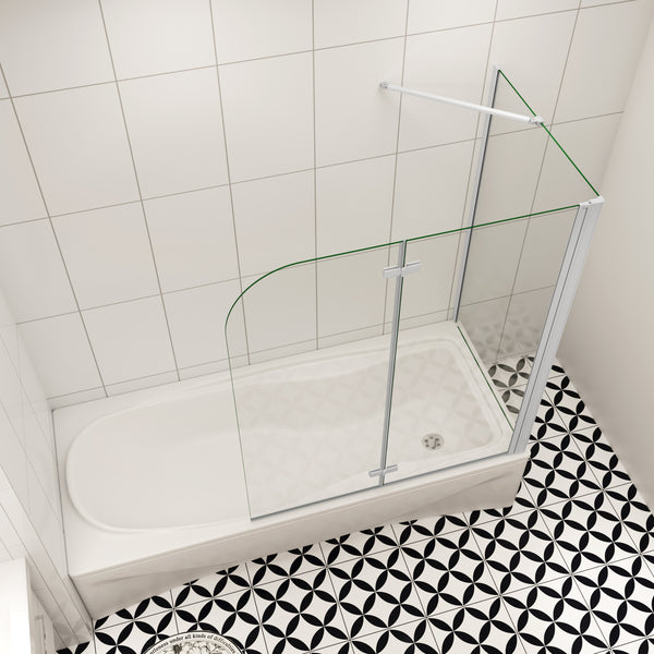 Badewannenaufsatz 90/100/110/120cm Duschwand 6mm Nano Dusche 2-tlg für Badewanne H140cm+Seitenwand Duschabtrennung