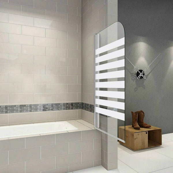 Badewannenaufsatz Duschwand Querstreifen Duschabtrennung für Badewanne Link/Recht