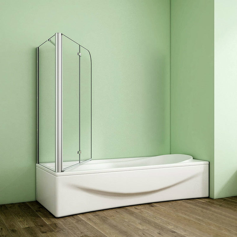 Badewannenaufsatz Duschabtrennung 80 Cm - 6mm ESG Sicherheitsglas Mit Querstreifen, 140 Cm Hoch, Links Montierbar
