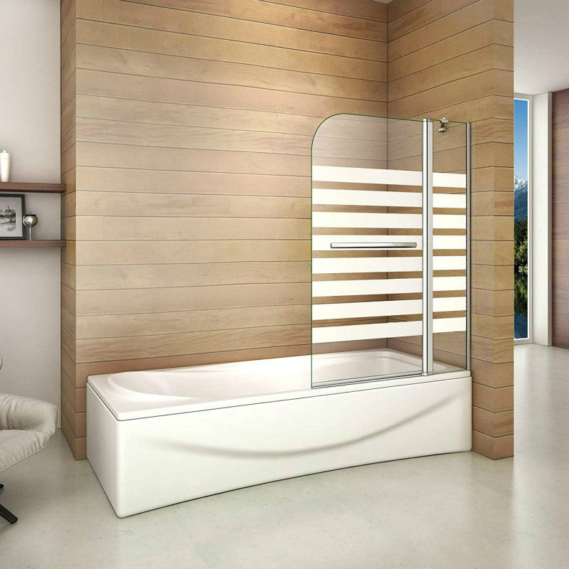 Badewannenaufsatz Duschabtrennung 120cm Gestreifte Duschwand 6mm Nano Dusche 2-tlg für Badewanne H140cm Links/Rechts 120cm rechts