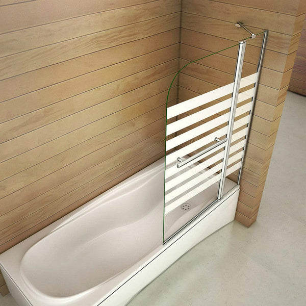 Badewannenaufsatz Duschabtrennung 120cm Gestreifte Duschwand 6mm Nano Dusche 2-tlg für Badewanne H140cm Links/Rechts